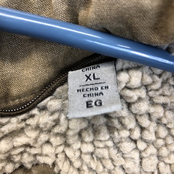 Men's LEVI's Brown Tan Sherpa Lined Canvas Zip Military Utility Chore Jacket XL - Picture 6 of 7